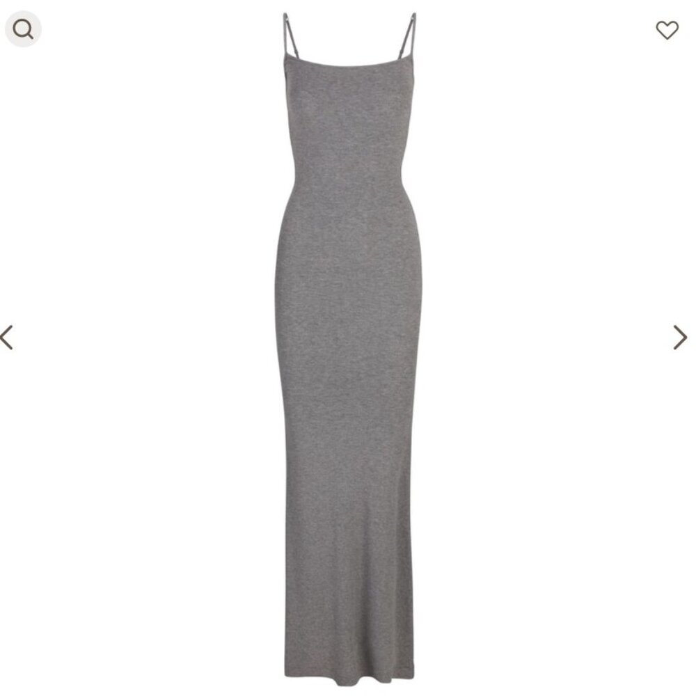NEW SOFT LOUNGE LONG SLIP DRESS HEATHER GREY XS